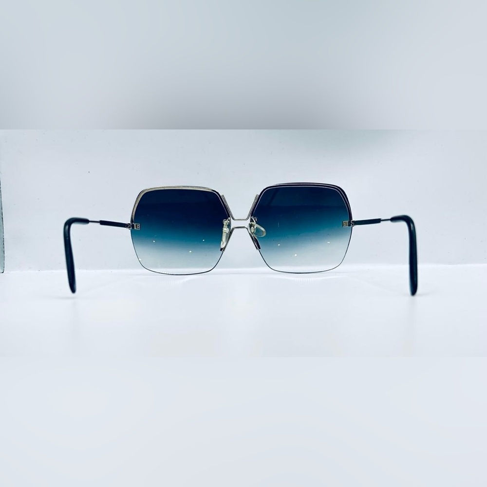 Vintage Silver Oval Half-Rim Sunglasses Frames Only - Picture 6 of 8